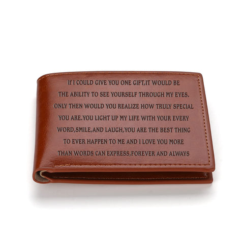 THTCSQ To My Husband Gift Leather Wallet for Man Engraved Personalized Leather Wallet Fathers Day Anniversary Wedding Birthday Gifts for Husband from Wife ValentineÃ¢â‚¬â„¢s Day Gifts (forever and always)