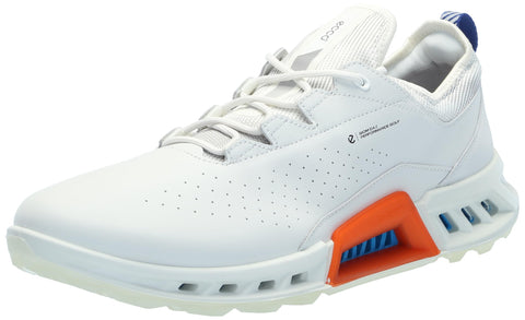 ECCO Men's Biom C4 Gore-TEX Waterproof Golf Shoe, White/Mazarine Blue, 7-7. 5