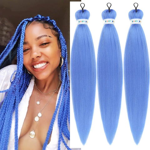 Lake Blue Braiding Hair Pre Stretched Box Braids Hair Extension 26 Inch for Braiding(Pack of 3)