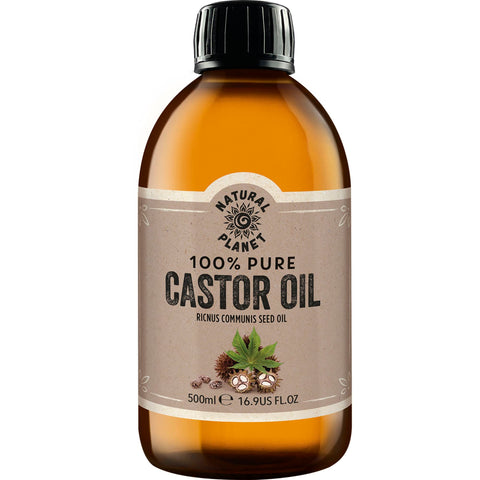 Natural Planet Castor OIl 500ml Cold Pressed Premium Quality 100% Pure Hexane-Free, Non GMO, Versatile Usage Eyelashes, Eyebrows and Hair growth