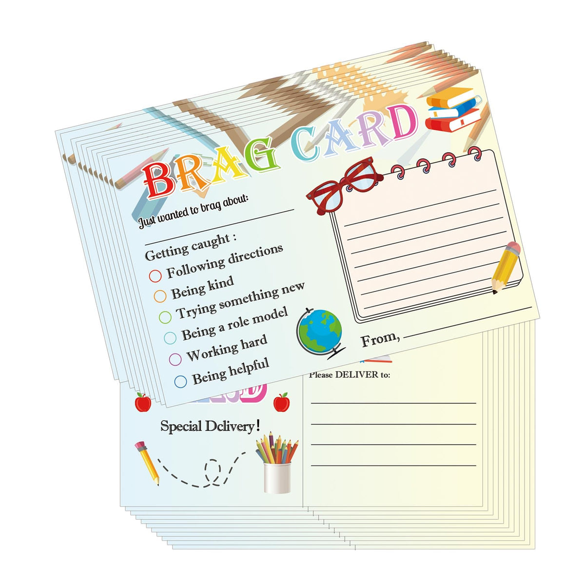 50 Pack Teacher Mail Cards Postcards For Notes Home To Parents - 4 x 6 Inch Classroom Incentives Motivational Good Behavior Cards Teaching Supplies for Preschool, Kindergarten