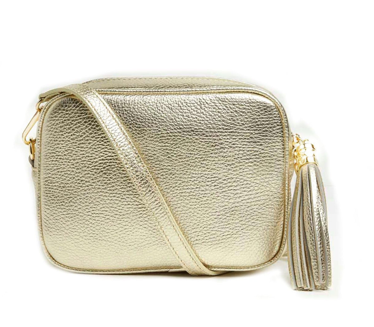 LeahWard Women's Real Leather Cross Body Bags Tassel Charm Party Wedding Holiday Handbags (Gold)