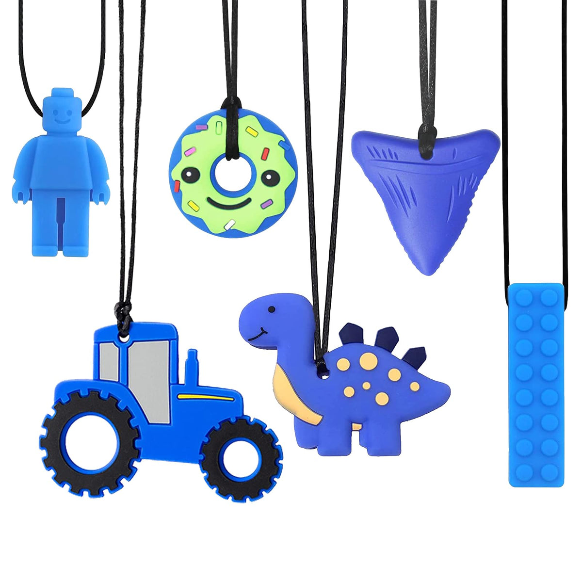 Chew Toys for Autistic Children, 6 Pack Sensory Chew Necklace Safety Food Grade Silicone Chew NecklacesAutism Chew Toys for Kids with ADHD, Anxiety, Autistic,Teething, Biting Needs