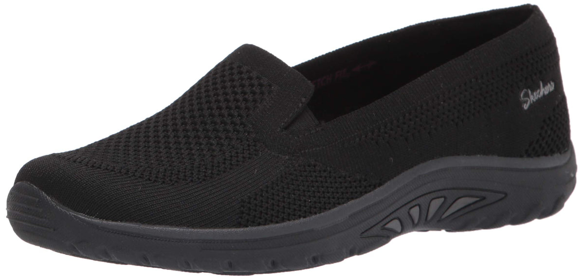 Skechers womens Loafer Flat, Black/Black, 9.5 Wide US