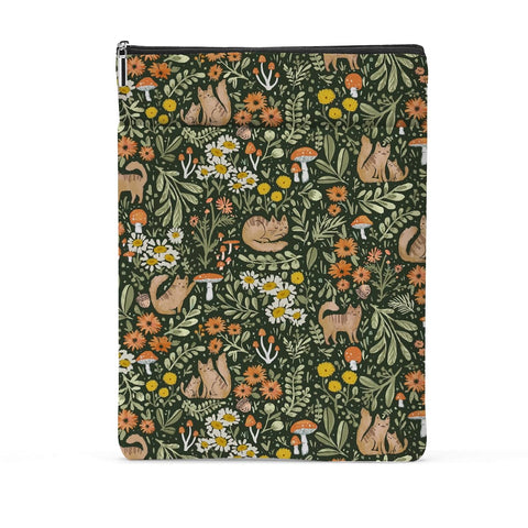 jeilink Book Sleeve Book Protector Book Pouch Book Lovers Gifts Bookish Gifts Book Cover with Zipper for Hardcover Paperback Washable Floral Cat Printed Gift Bag for Women Teacher Reader, BookCover