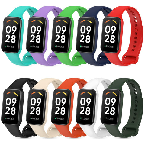 CHULN 10 PCS Silicone Band for Xiaomi Smart Band 8 Active Strap, Waterproof Breathable Fitness watchband Replacement Strap Compatible with Xiaomi Smart Band 8 Active Straps