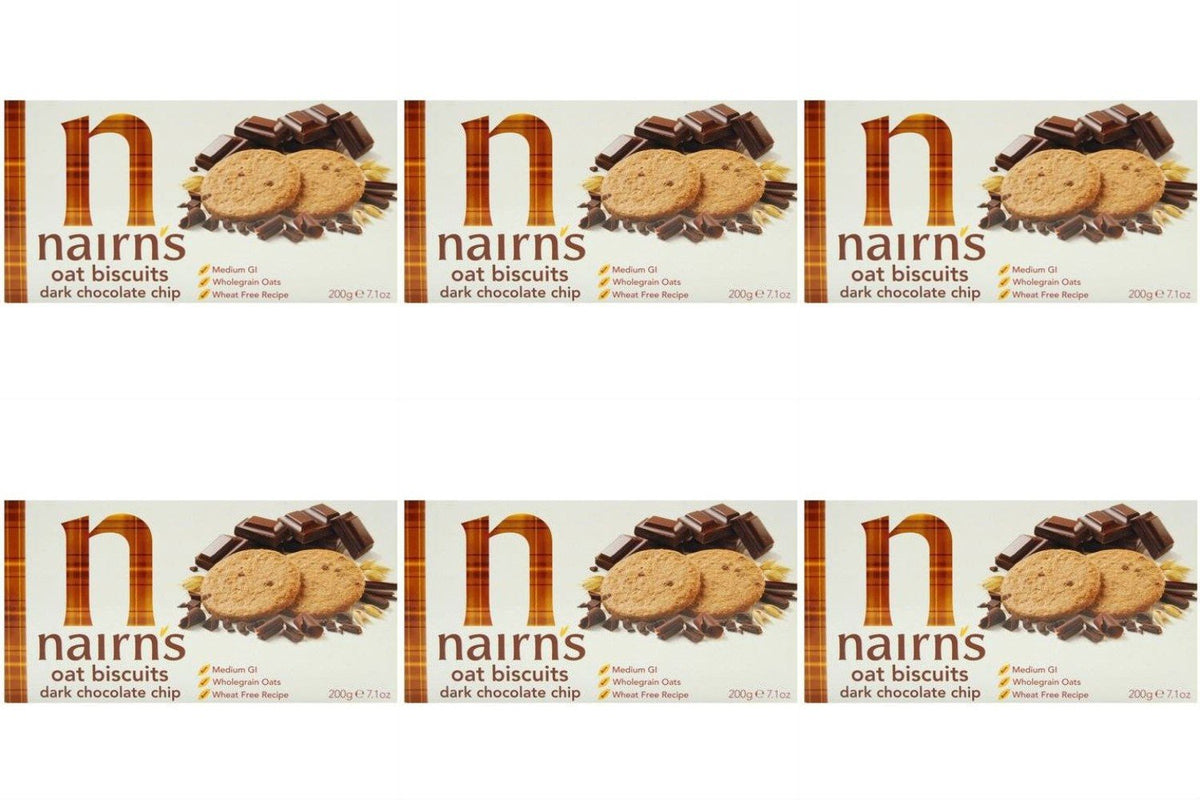 (6 PACK) - Nairns - Dark Choc Chip Oaty Biscuits | 200g | 6 PACK BUNDLE
