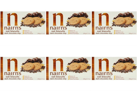 (6 PACK) - Nairns - Dark Choc Chip Oaty Biscuits | 200g | 6 PACK BUNDLE