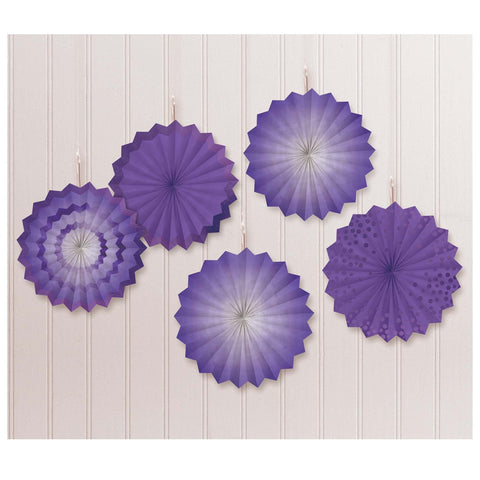 Amscan Hot Stamp Paper Fans, 5 Ct, New Purple Party-Decorations