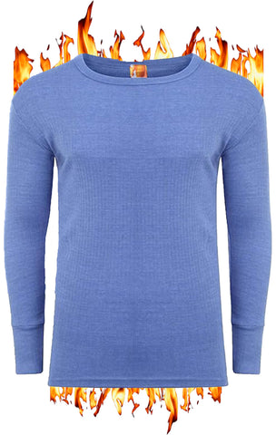 ZRWASKA® Mens Thermal Underwear Sets Long Sleeve Top, T-Shirt Vest & Long Johns Trousers, Tops & Bottoms, Warm Underlayer Winter Thermals Men Set Base Layer Blue, Size Large
