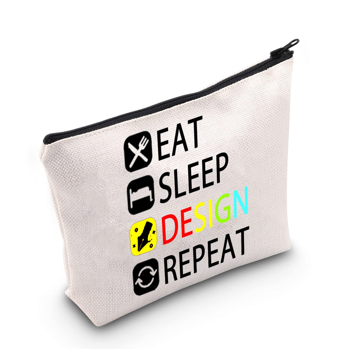 MEIKIUP Designer Gift Eat Sleep Design Repeat Makeup Bag Gift for Interior Designer Graphic Designer, Design Repeat Makeup Bag