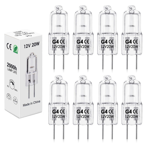 BROTOU G4 Halogen Bulbs, 20W 12V 300LM 2800K Warm White 2 Pin Clear Capsule Lamp Bulbs, Dimmable (8)