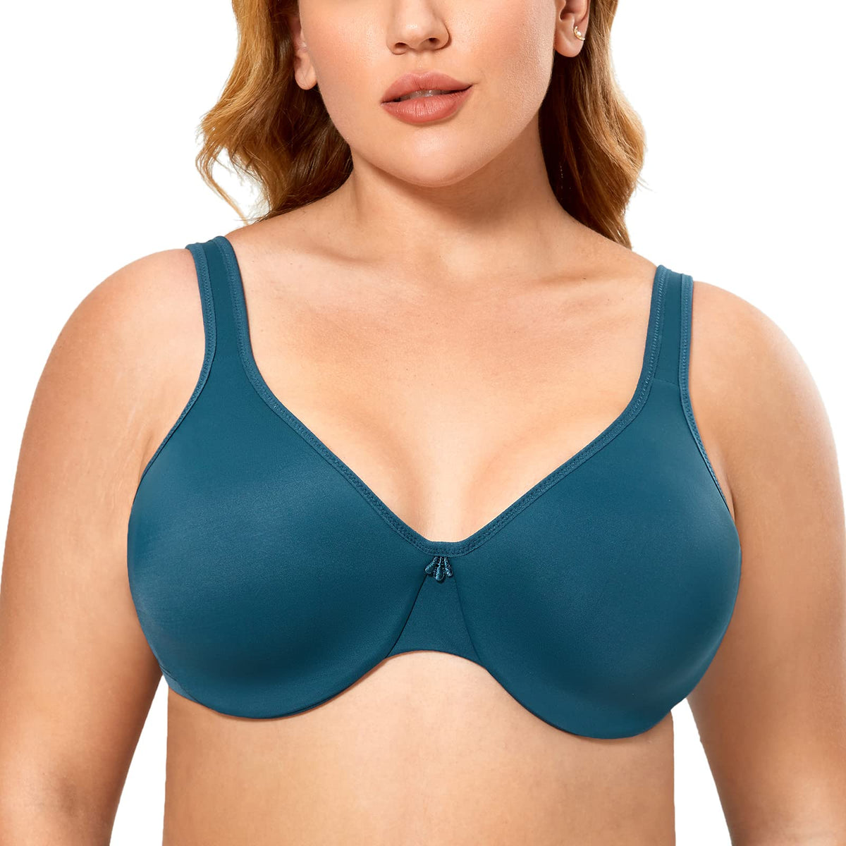 DELIMIRA Women's Minimizer Bra Plus Size Underwire Smooth Full Coverage Seamless Bras Peace Mazarine 34C