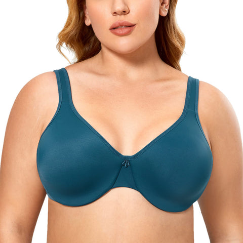DELIMIRA Women's Minimizer Bra Plus Size Underwire Smooth Full Coverage Seamless Bras Peace Mazarine 36C