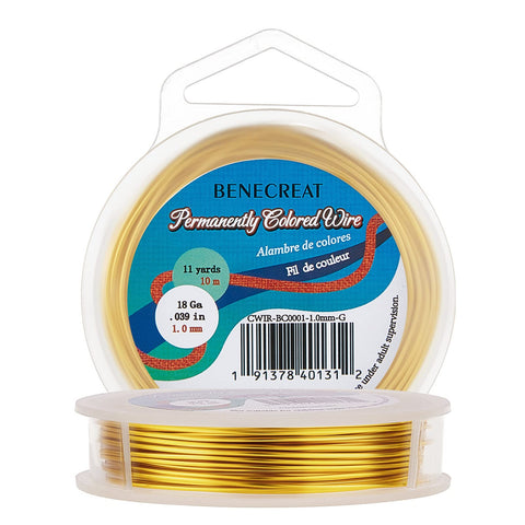 BENECREAT 18-Gauge Tarnish Resistant Gold Wire, 33-Feet/11-Yard Jewelry Beading Wire for Bracelet Necklace Jewelry Making