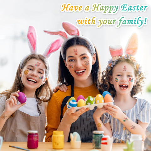 Easter Temporary Tattoos for Kids 140+ pcs, 10 Sheets Easter Egg and Bunny Fake tattoo for Boys and Girls,Easter Basket Stuffers