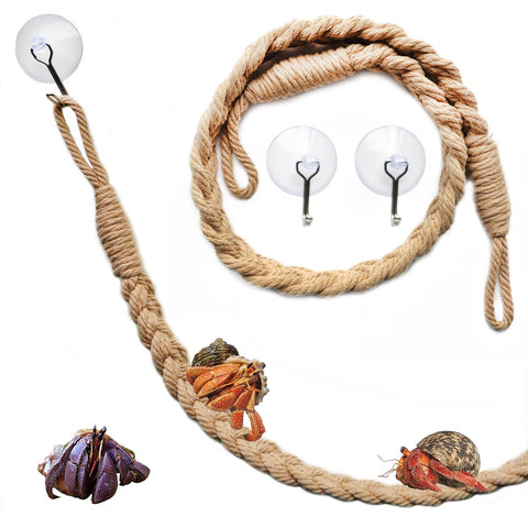 2 Pack 17.7" Hermit Crab Climbing Toys, Hanging Hermit Crab Rope Ladder, Hermit Crab Supplies, Reptile Vines Toys, Reptile Tank Terrarium Accessories, Habitat Decor for Leopard