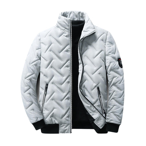 Jueshanzj Men's jacket stand-up collar cotton jacket short section light cotton clothing Grey XL