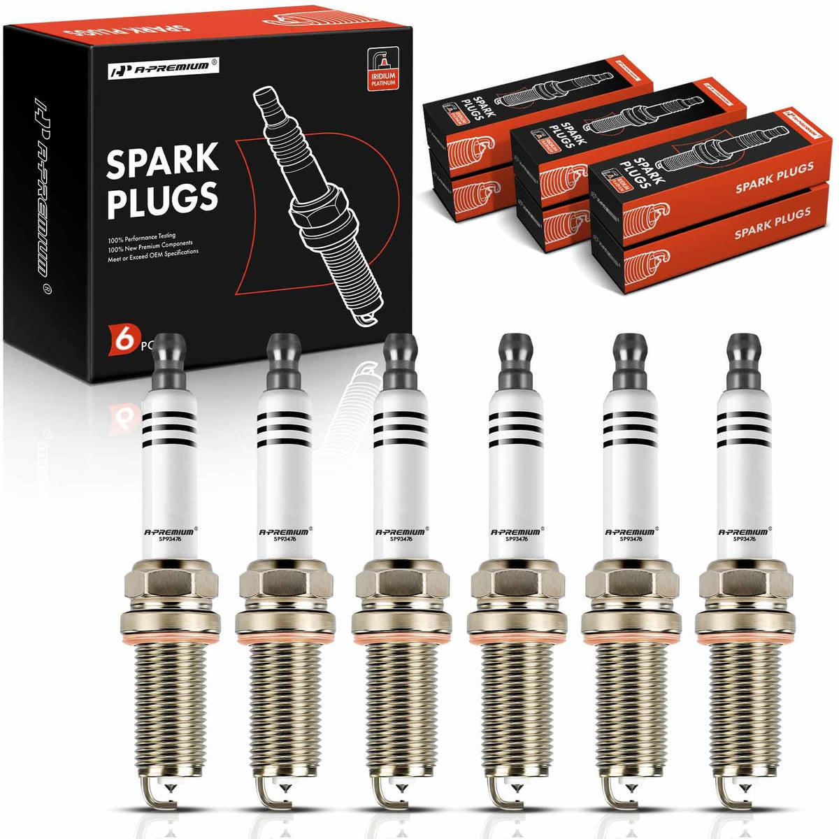 A-Premium Iridium Platinum Spark Plugs Compatible with Land Rover Range Rover 2014-2019, Discovery 2017-2020, Range Rover Sport 2014-2019, Range Rover Velar & Jaguar F-Pace, XF, XJ, XE, Pack of 6