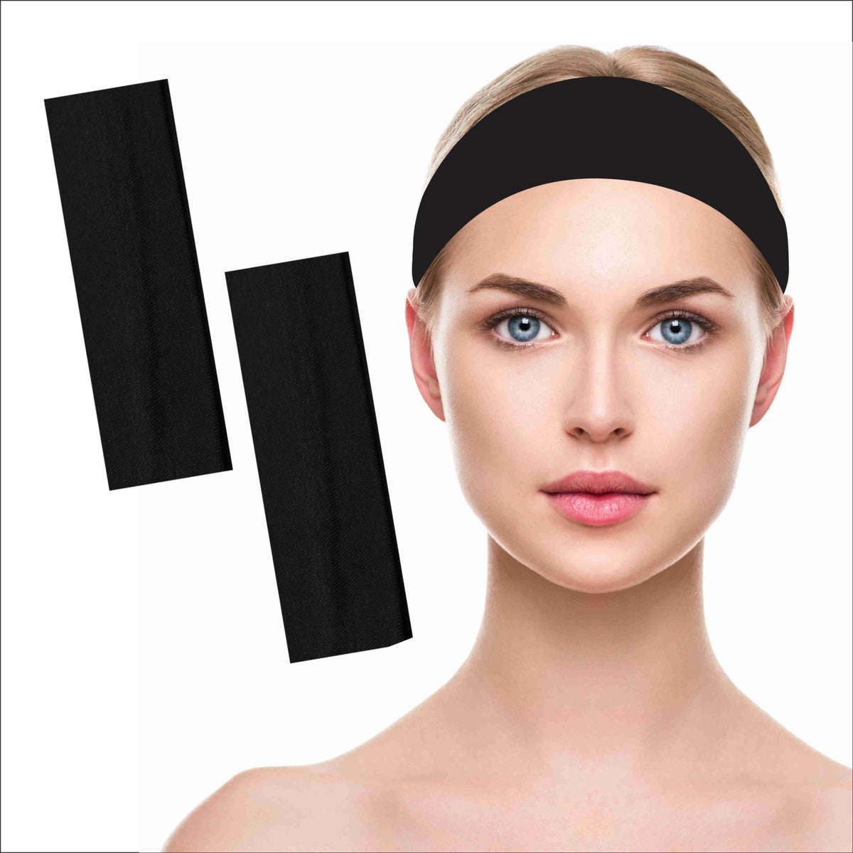 2 x Versatile 7cm black headband for Women | Nonslip head band | Comfort headband for Makeup Workout and Yoga | headbands for women's hair | makeup headband