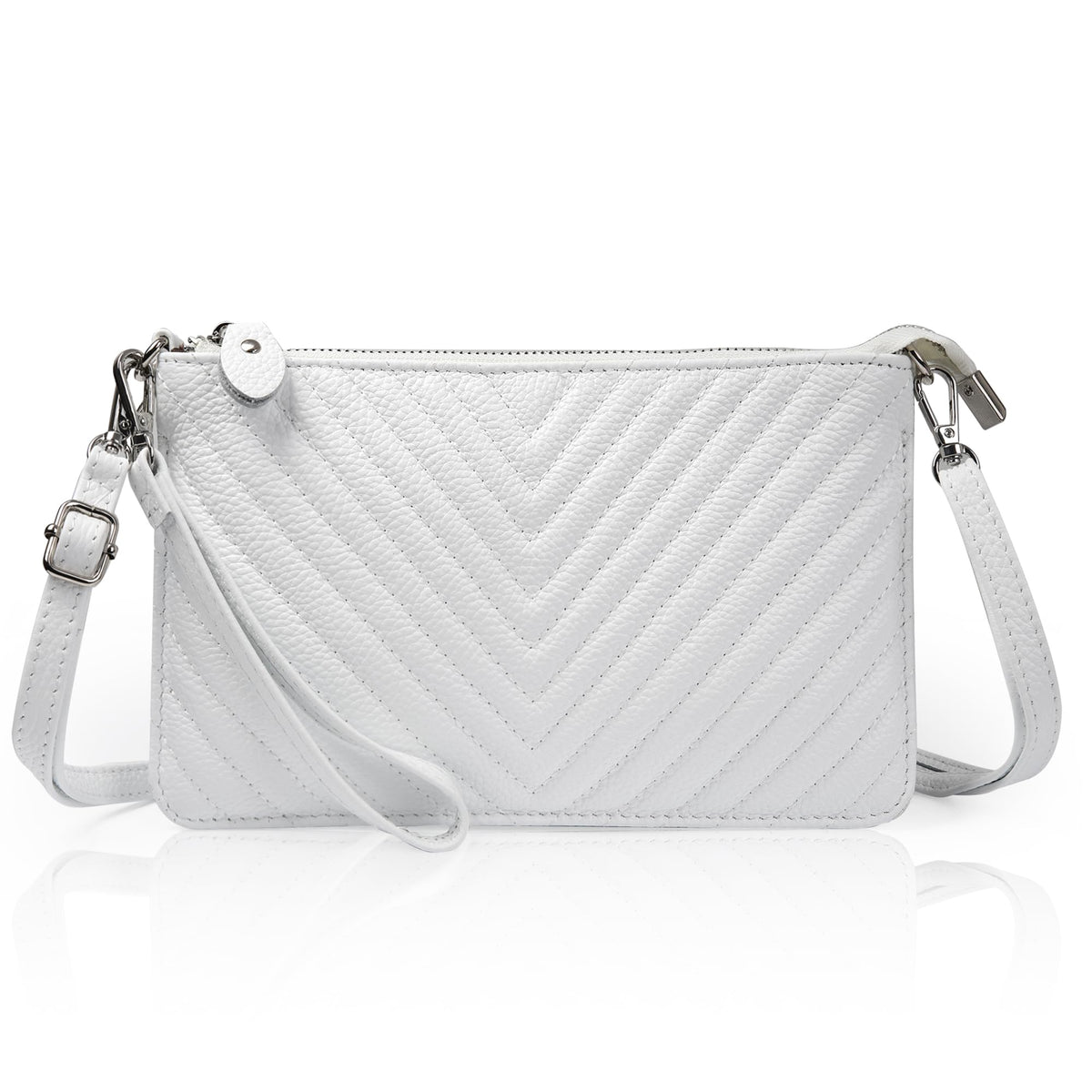 befen Crossbody bags for Women,Small Leather Cross Body Phone Purses White Bag Ladies Handbags & Shoulder bags, Envelope Wristlet Clutch Wallet with Wrist Strap