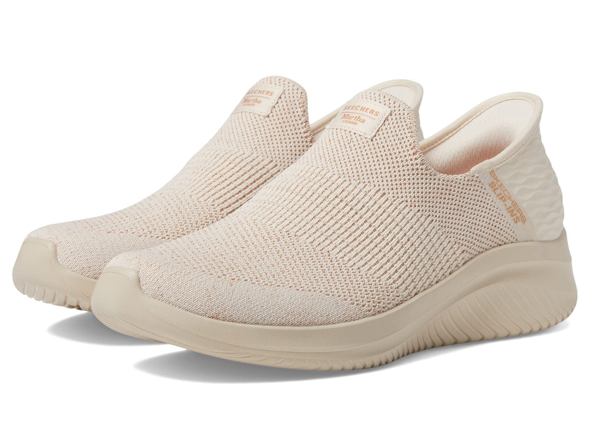 Skechers Women's Martha Stewart Ultra Flex 3.0-Neptune Sneaker, Natural, 7