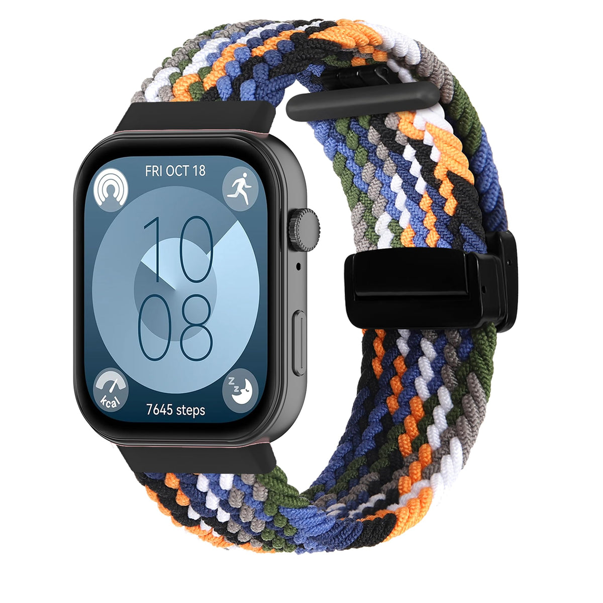 KUTEWEU Nylon Braided Strap for Huawei Watch Fit 3, Adjustable Sport Elastic Loop Band with Magnetic Clasp for Huawei Watch Fit3 Smartband Watch Band for Men Women (Denim)