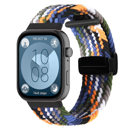 KUTEWEU Nylon Braided Strap for Huawei Watch Fit 3, Adjustable Sport Elastic Loop Band with Magnetic Clasp for Huawei Watch Fit3 Smartband Watch Band for Men Women (Denim)