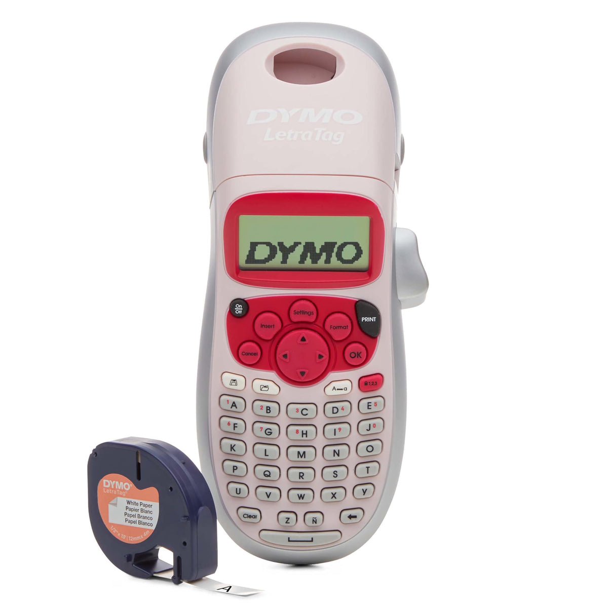 DYMOÃ‚Â® LetraTag LT-100H Handheld Label Maker | ABC Keyboard Label Printer with Easy-to-Use, 13 Character LCD Screen | Great for Home & Office Organisation | Pink (New)