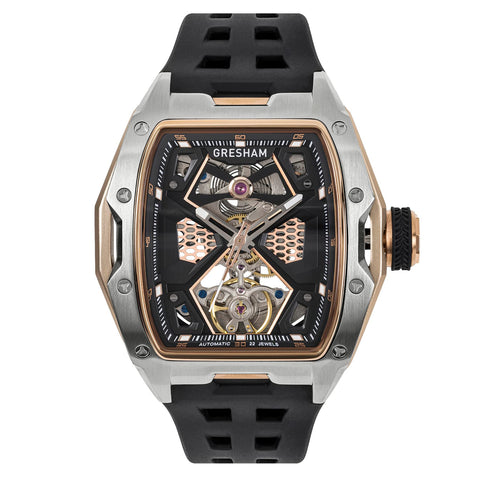 Gresham GI Special Edition Stainless Steel Tonnaeu Case Black and Rose Colourway Watch G1-0001-BKG