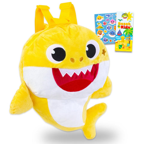 Baby Shark Backpack for Kids 3-5 - Baby Shark Accessories Bundle with Baby Shark Plush Backpack, Stickers, More | Baby Shark Merchandise