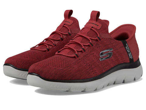 Skechers Men's Summits Key Pace Hands Free Slip-in Sneaker, Red/Black, 8