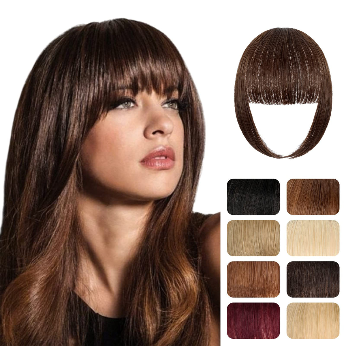 Clip in Bangs Hair Extensions Hair Clip on Wispy Bangs Hair Fake Bangs Clip in Human with Temples Hairpieces for Women Natural Wigs Bangs Clip