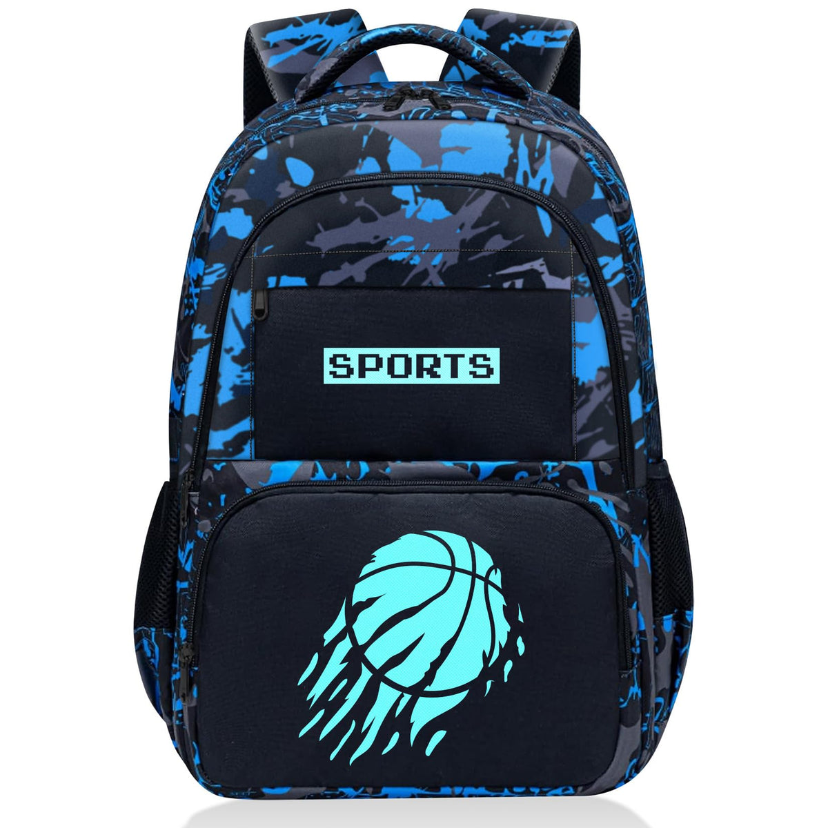Fitvc Glow in The Dark Backpack for Boys - Basketball Backpack for Kids Children Teens Elementary Middle School - 17? Sports Bookbag Travel Back Pack for Age 6-18