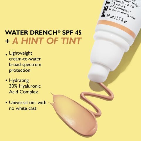 Peter Thomas Roth | Water Drench Hyaluronic Cloud Sheer Tint Moisturizer Broad Spectrum SPF 45, Hydrating Tinted SPF Moisturizer, Adaptable Sheer Tint, For All Skin Tones and Types