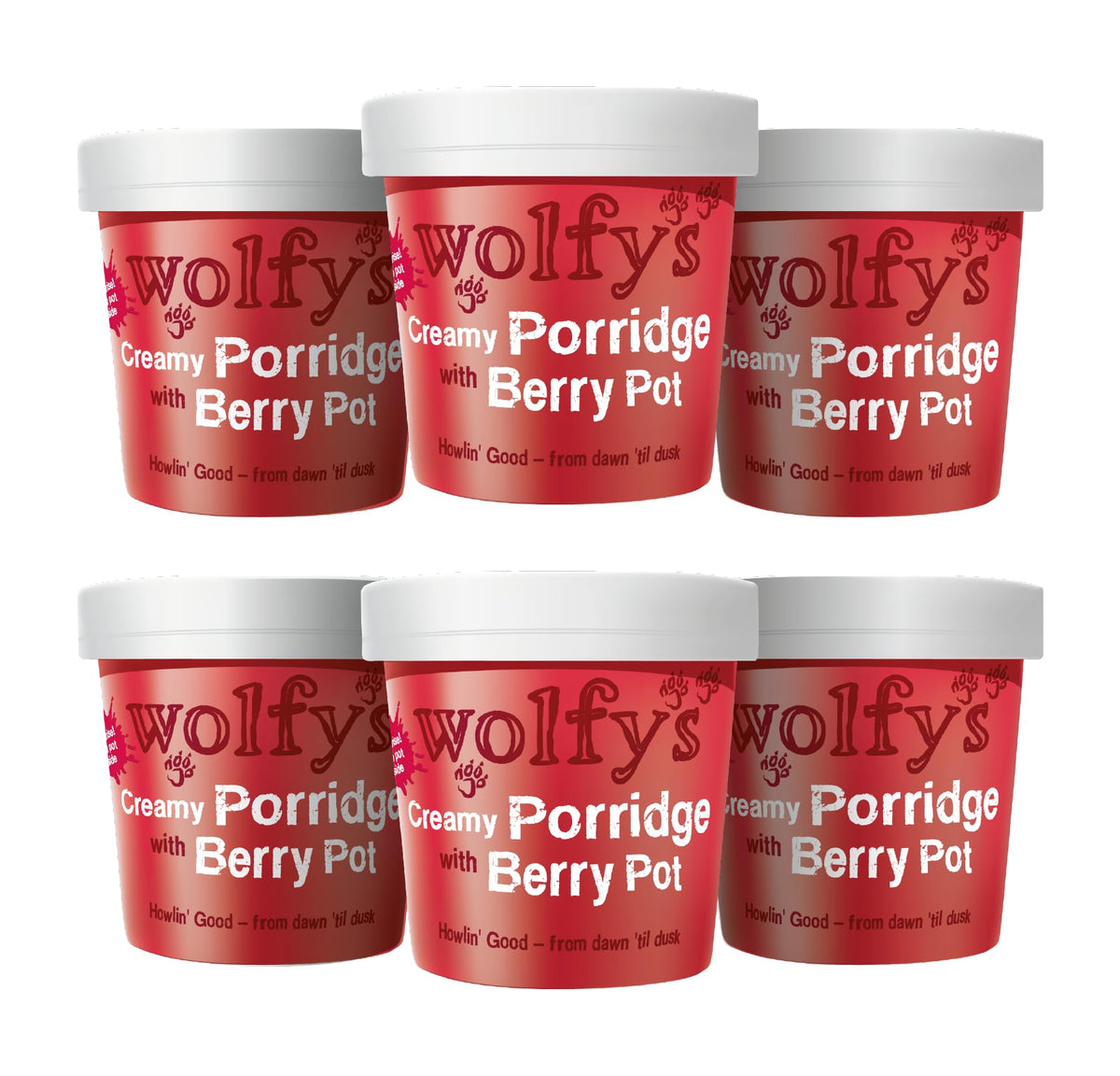 Wolfy's Creamy Porridge with Berry Pot, 6 x 100g