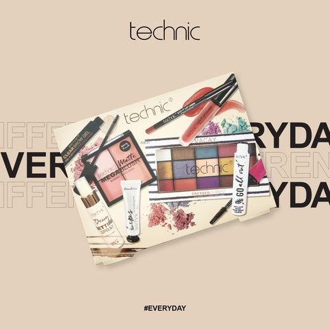 Technic 8Pc Full Face Make Up Gift Set - 8 Full Size Products for Eyes, Face & Lips - Value Set Perfect for Make Up Lovers - Vegan and Cruelty Free