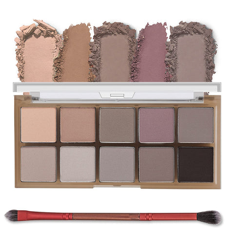 Erinde 10 Colors Mini Naked Eyeshadow Makeup Palette, Matte Taupe & Brown Eye Shadow, Neutral Nude Smoky Eyeshadow Make Up Pallet with Brush, Ultra-Blendable Waterproof & Long-Lasting Travel Size Gift