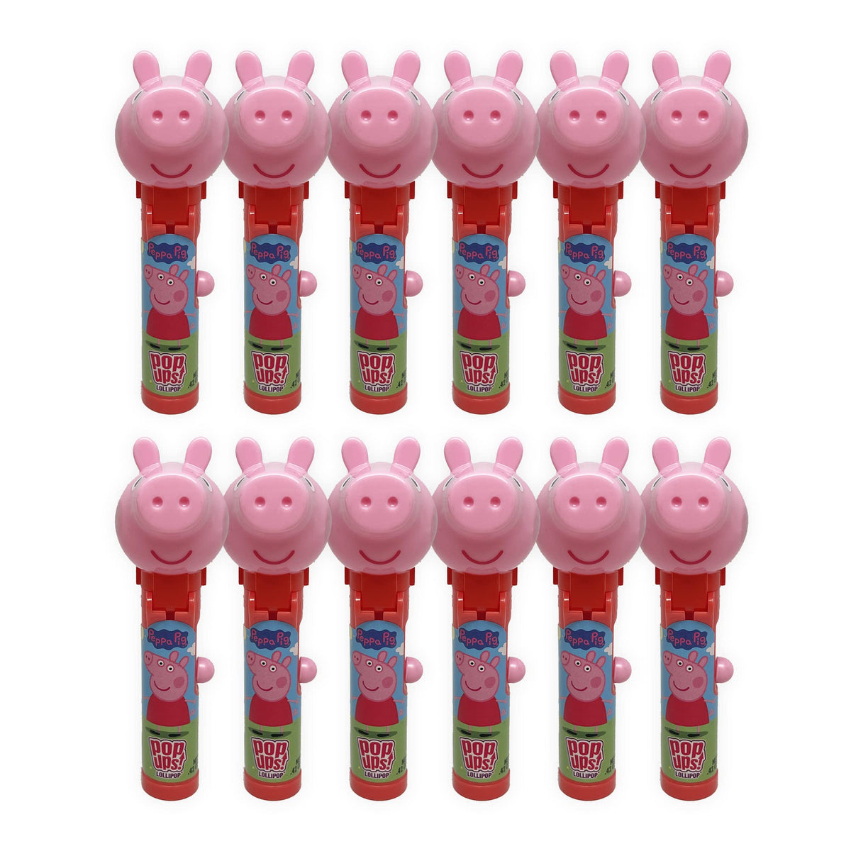 Pop Ups! Peppa Pig Lollipop Holder | Collectable Peppa Pig Toy Lollipop Case | Party Favors for Halloween, Goodie Bags, PiÃƒÂ±ata Candy, Game Prizes | Bulk Set of 12 | Lollipops Included
