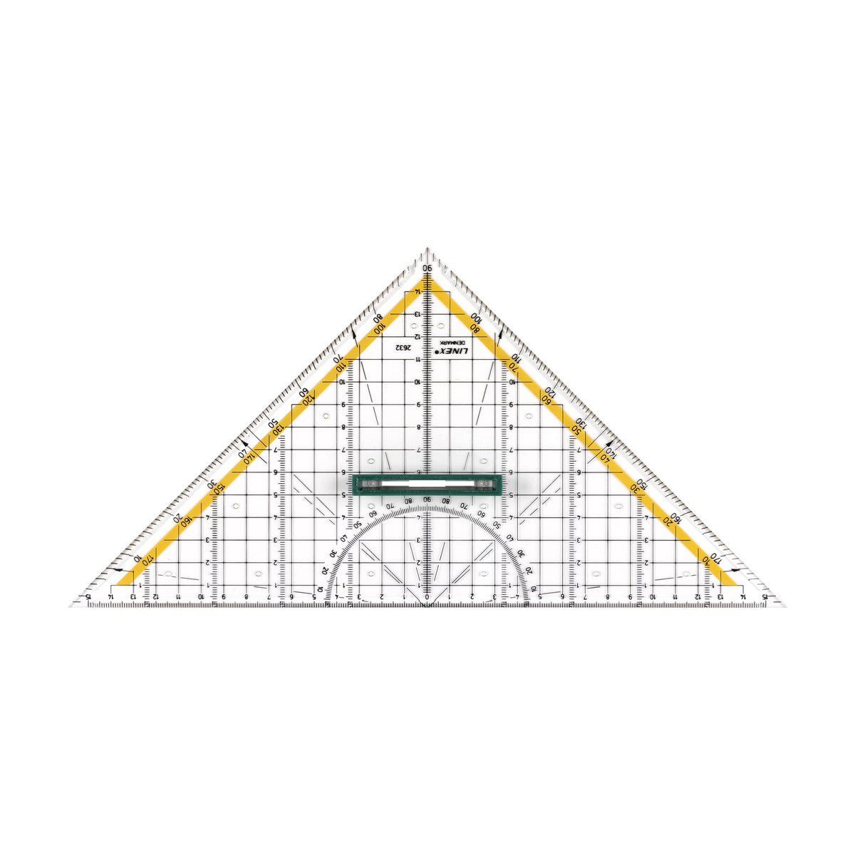 Linex 2632 Plastic Geo Triangle with Handle 30cm Protractor Removable Handle Facet Ink Nubs Metric Scale