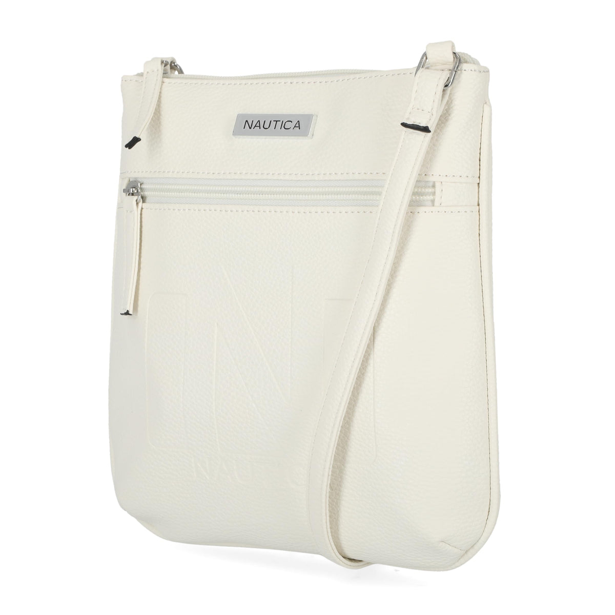 Nautica Womens Lakeside Signature Jaquard North South Crossbody Bag, White, One Size