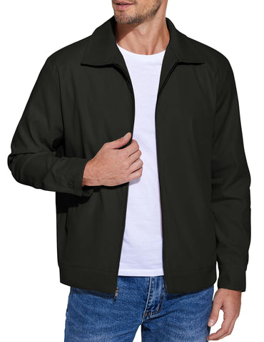 COOFANDY Mens Black Jacket Light Weight Cotton Jacket Summer Fall Casual Jacket Windbreaker Golf Outwear