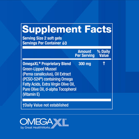 OmegaXL Joint Support Supplement - Natural Muscle Support, Green Lipped Mussel Oil, Soft Gel Pills, Drug-Free, 120 Count