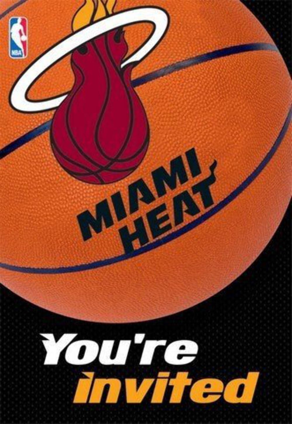 Miami Heat NBA Invitation & Thank You Cards (3.88" x 5.63") - Premium Multicolor Cardstock & Eye-catching Designs, Perfect For Game Day Celebrations & Themed Parties - Pack Of 16