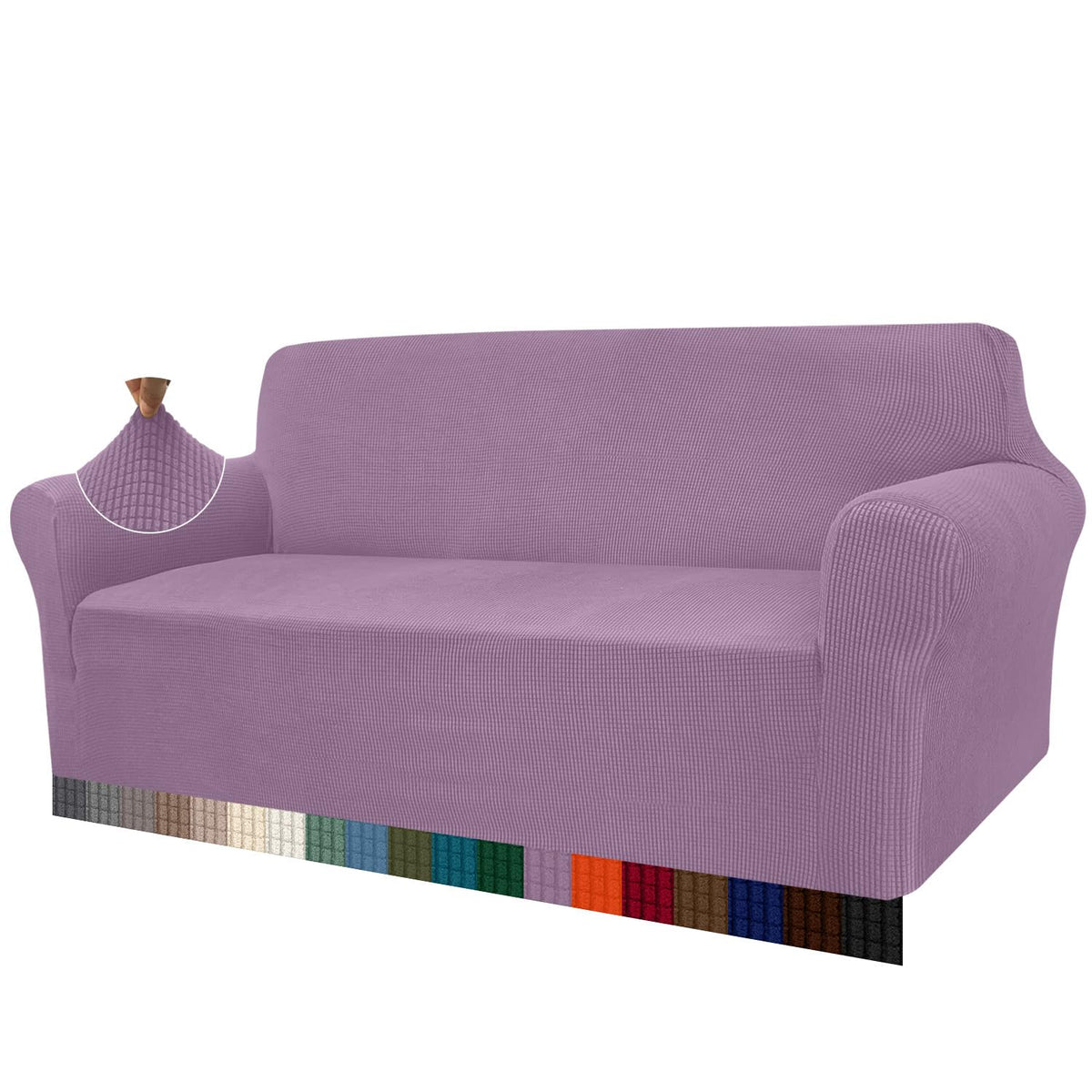Granbest High Stretch Sofa Covers 3 Seater Super Soft Stylish Couch Covers for Dogs Pets Cats Jacquard Spandex Non Slip Sofa Slipcover for Living Room Furniture Protector (3 Seater, Purple)