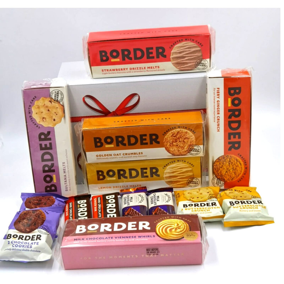 Border Biscuits Hamper Gift Set - Individually Wrapped Biscuit Hamper For Treat Gift Box|For All Occasions |Thank You Gift |Birthday Gift |Christmas |Border Chocolate Biscuit Bars |14 In A Box