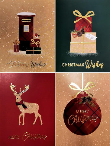 16 Pack Mini Christmas Cards with envelopes - Traditional Kraft Designs