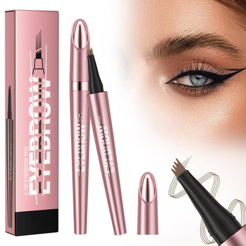 Generic 2Pcs Eyebrow Tattoo Pencil 4 Fork Tip 3D Microblading, 2024 New Waterproof Magic Eyebrow Pencil, Natural Makeup Fine Stroke Magic Eyebrow Pencil with 4 Micro-Fork Tip for Women (Light Brown)