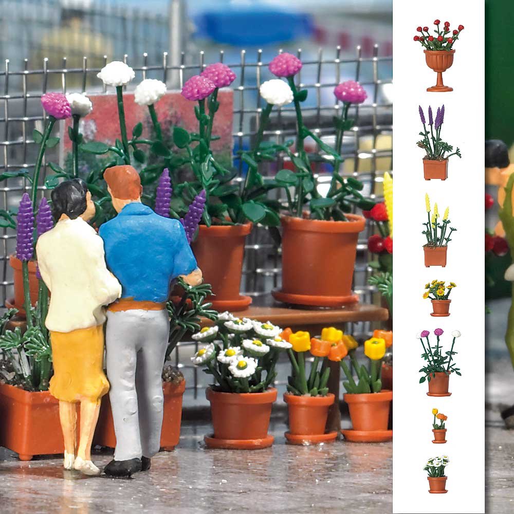 Busch 1209 Flowerpots with Flowers 20/ HO Scenery Scale Model Scenery