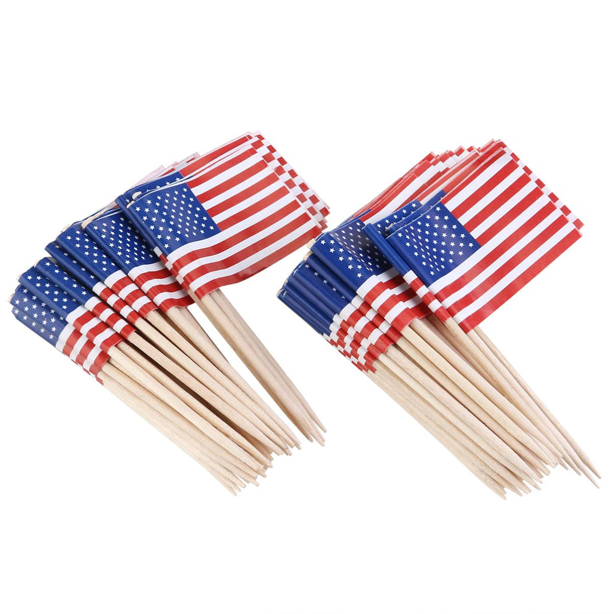 PRETYZOOM American Flags on Stick Handheld American Wooden Stick Flag American Flag Cupcake Toppers US Flag Cake Pick for July 4th Decorations